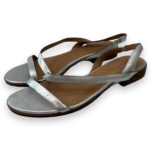 Madewell The Heidi Slingback Sandals in Metallic Silver Sz 9